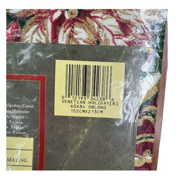 Holiday Statements Venetian Holiday 60X84" Obl Tablecloth Red/Grn/Gold Floral - Picture 3 of 7